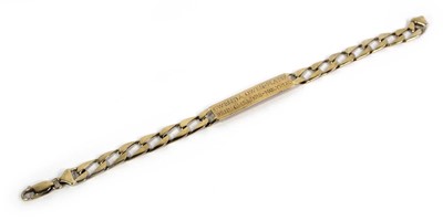 Lot 770 - A 9ct yellow gold flat curblink identity...