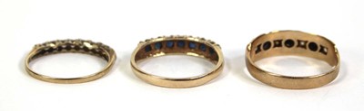 Lot 778 - Three 9ct yellow gold half eternity rings,...