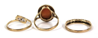 Lot 779 - Two 9ct yellow gold rings set paste and a...