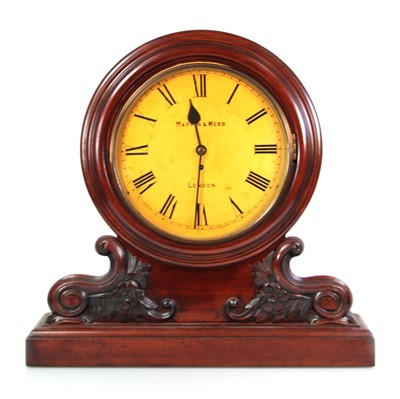 Lot 37 - A late Victorian mantle clock, the painted 12...