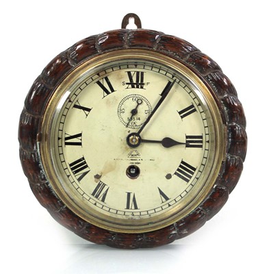 Lot 39 - An early 20th century bulkhead timepiece by...