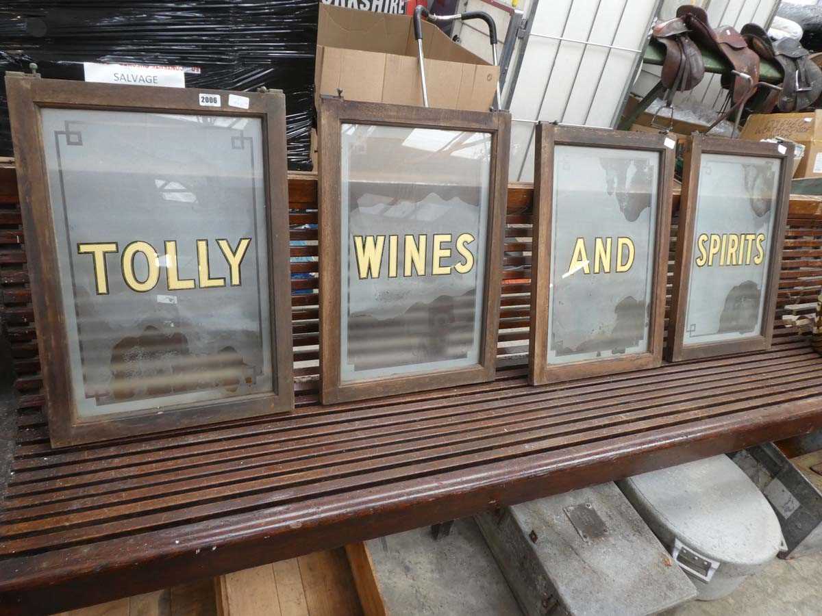 Lot Set of 4 oak framed glass panelled pub...
