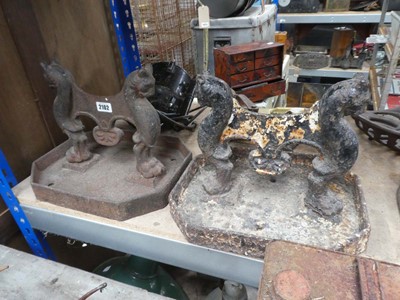 Lot 2 pairs of cat themed cast iron boot scrapes