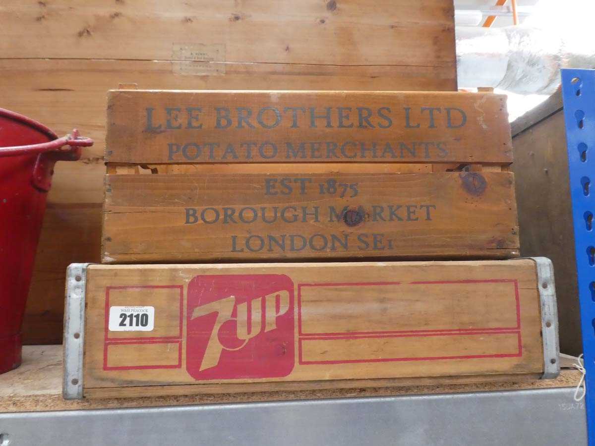 Lot Pair of wooden advertising crates for 7-Up and...