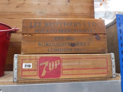 Lot Pair of wooden advertising crates for 7-Up and...