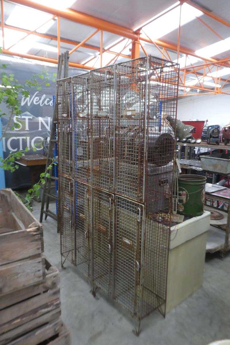 Lot Pair of 1960s style industrial 4 bank lockers