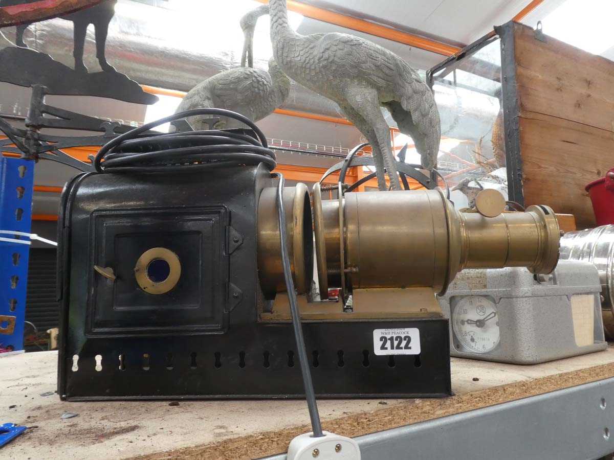 Lot Reconverted copper slide projector into an oil...