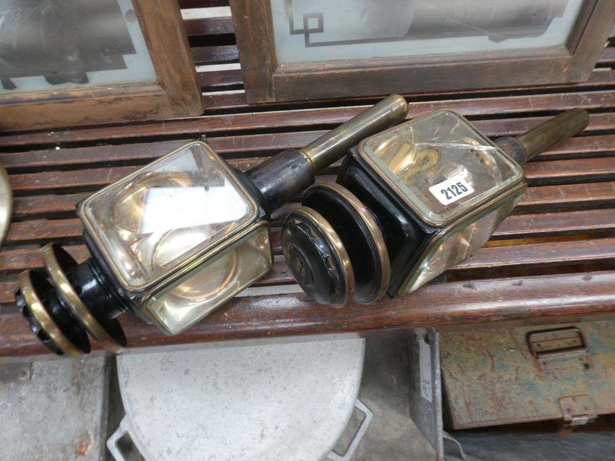 Lot Pair of brass railway carriage lanterns