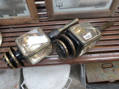 Lot Pair of brass railway carriage lanterns