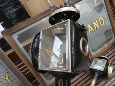Lot Pair of brass railway carriage lanterns