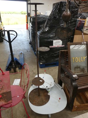 Lot White metal 2 tier stand with 1 other metal 4...