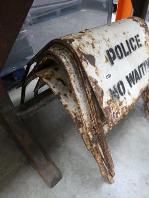 Lot 5 weathered 'Police - No Waiting' signs