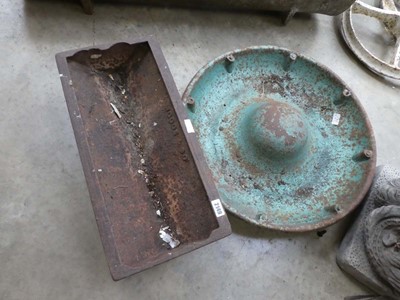 Lot Circular cast iron Mexican hat pig feeder with...