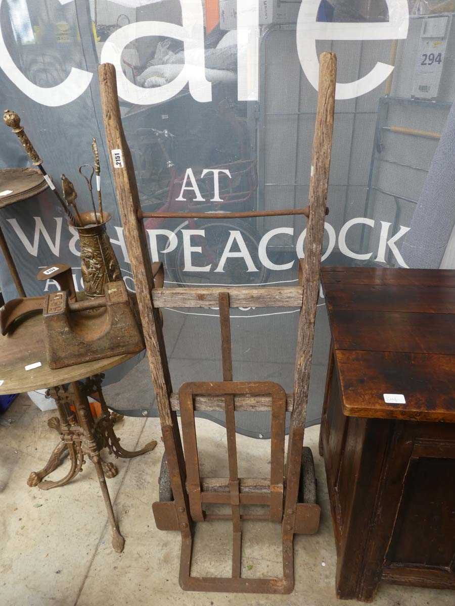 Lot Ash handled 2 wheel heavy duty railway sack truck