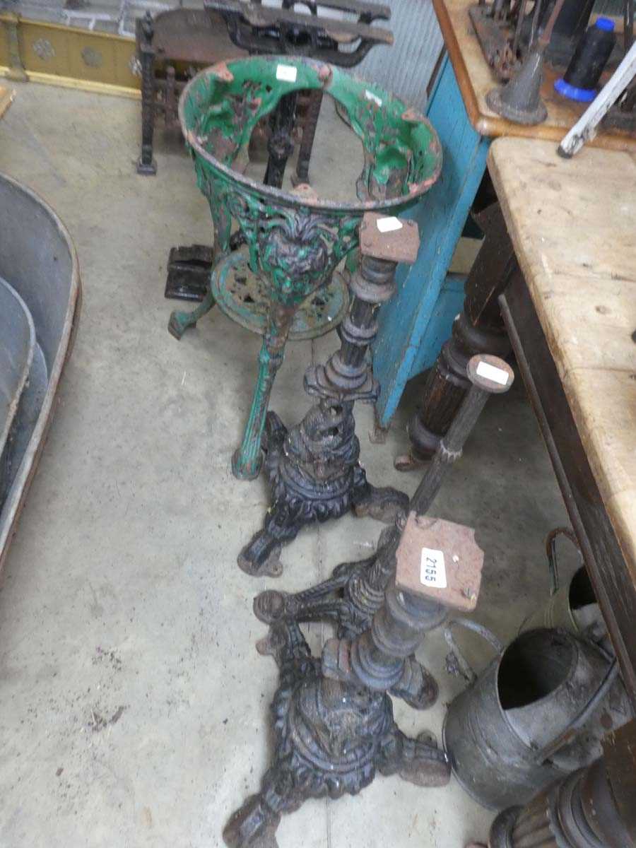 Lot 3 cast iron decorative table bases with 1...