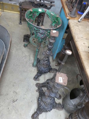 Lot 3 cast iron decorative table bases with 1...