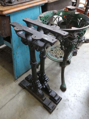 Lot 3 cast iron decorative table bases with 1...