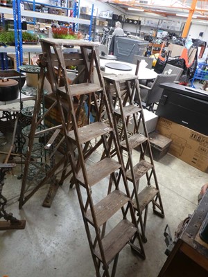 Lot Pair of vintage wooden decorators ladders