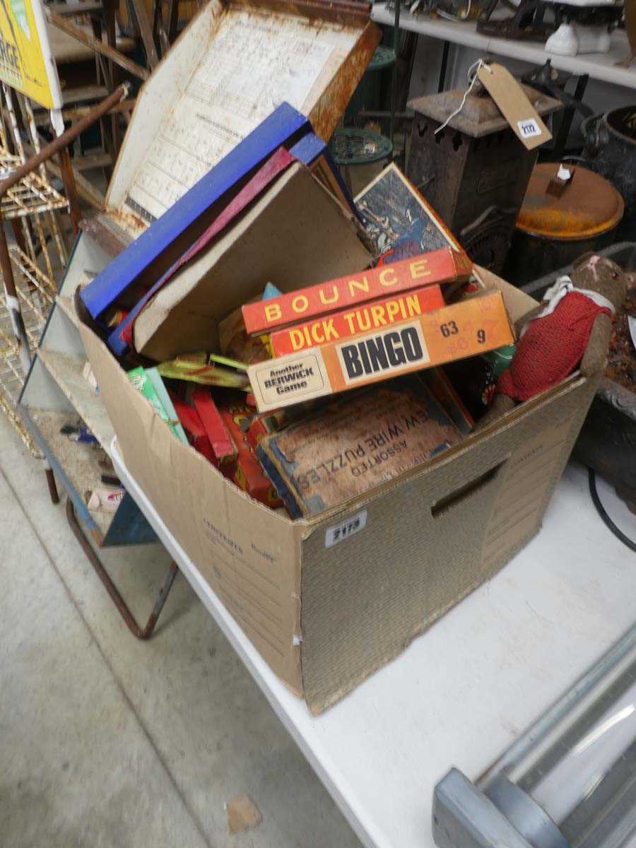 Lot Box containing vintage toy games and toys incl....