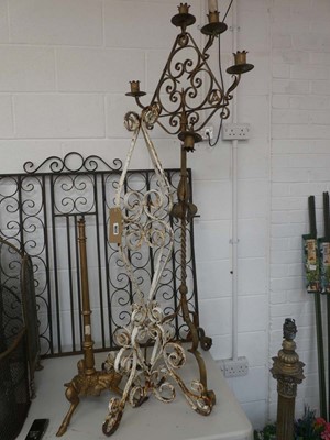 Lot Ornate wrought iron free standing candleabra...
