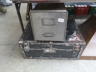 Lot Large wooden metal banded storage crate with...