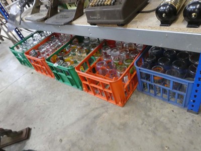 Lot 5 crates of vintage glass advertising milk...