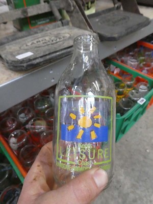 Lot 5 crates of vintage glass advertising milk...