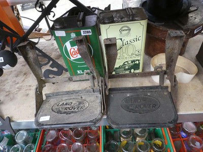 Lot Pair of Land Rover pedals with metal Castrol...
