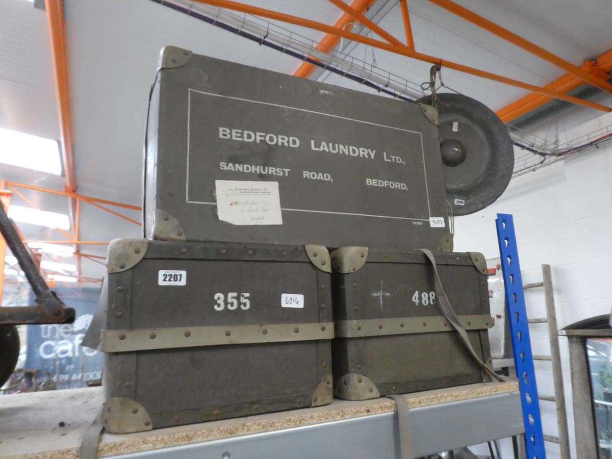 Lot 3 vintage laundry cases by Bedford Laundry Ltd....