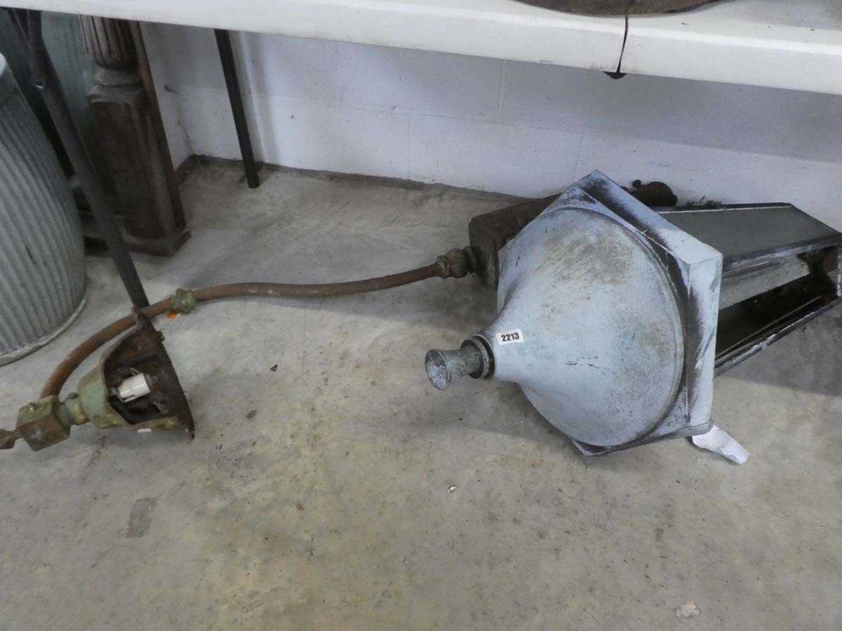 Lot Cast iron swan neck lamp with 1 other large...