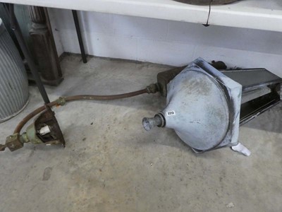 Lot Cast iron swan neck lamp with 1 other large...