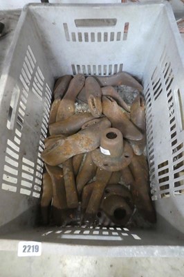 Lot 2219 - Crate containing cast iron cobbles and other...