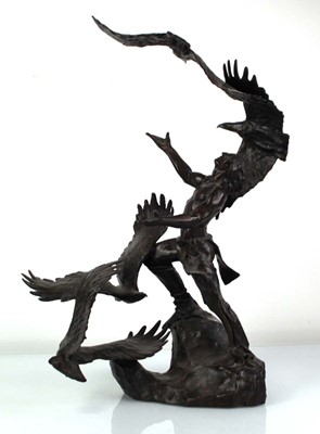 Lot 55 - Buck McCain (b. 1943), a bronze group entitled...