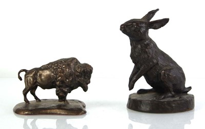 Lot 67 - A bronze figure modelled as a hare, signed...