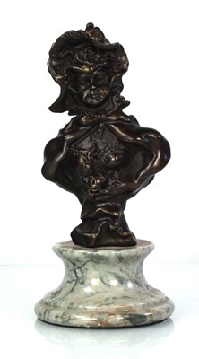 Lot 68 - A bronze bust modelled as a girl wearing a...