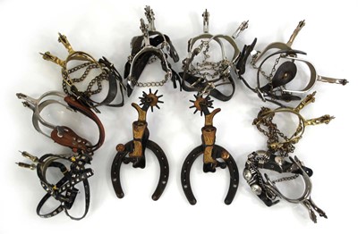 Lot 82 - Nine pairs of spurs, various styles and...