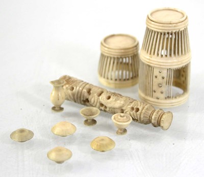 Lot 90 - A 19th century bone needle holder case,...
