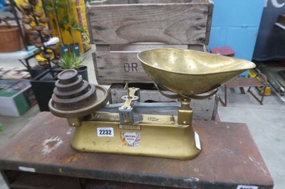 Lot 2232 - British Made weighing scales with weights