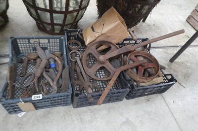 Lot 2246 - 3 crates of mixed vintage tools incl....