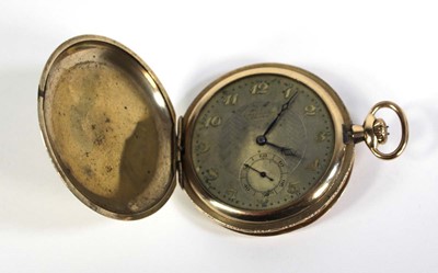 Lot 468 - A rolled gold full hunter pocket watch by...