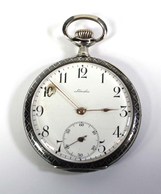 Lot 467 - A metalware open face pocket watch by Leonidas,...