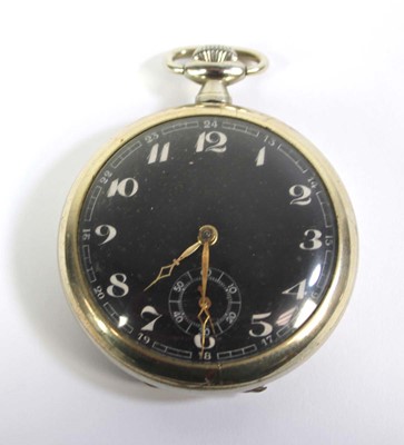 Lot 467 - A metalware open face pocket watch by Leonidas,...