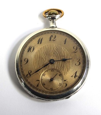 Lot 467 - A metalware open face pocket watch by Leonidas,...