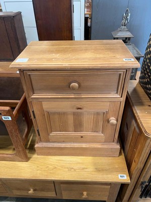 Lot 1201 - Pine bedside cabinet with drawer and door