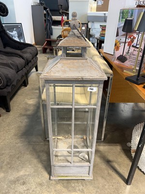 Lot 1141 - Large grey finish wooden lantern