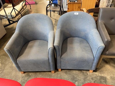 Lot 1596 - Pair of contract tub chairs with grey and...
