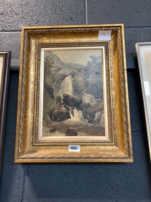 Lot 1602 - Gilt frame oil on board of fisherman signed P....
