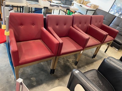 Lot 1134 - 5 Contract dining chairs (4 in red and 2 in...
