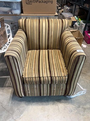Lot 1616 - Striped upholstered contract armchair