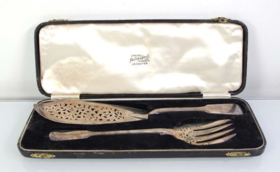 Lot 353 - A pair of Victorian silver fiddle pattern fish...
